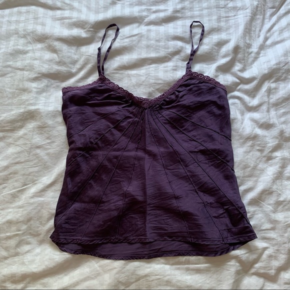 💜 Silky Purple Camisole w/ Lace Detail - Picture 1 of 1